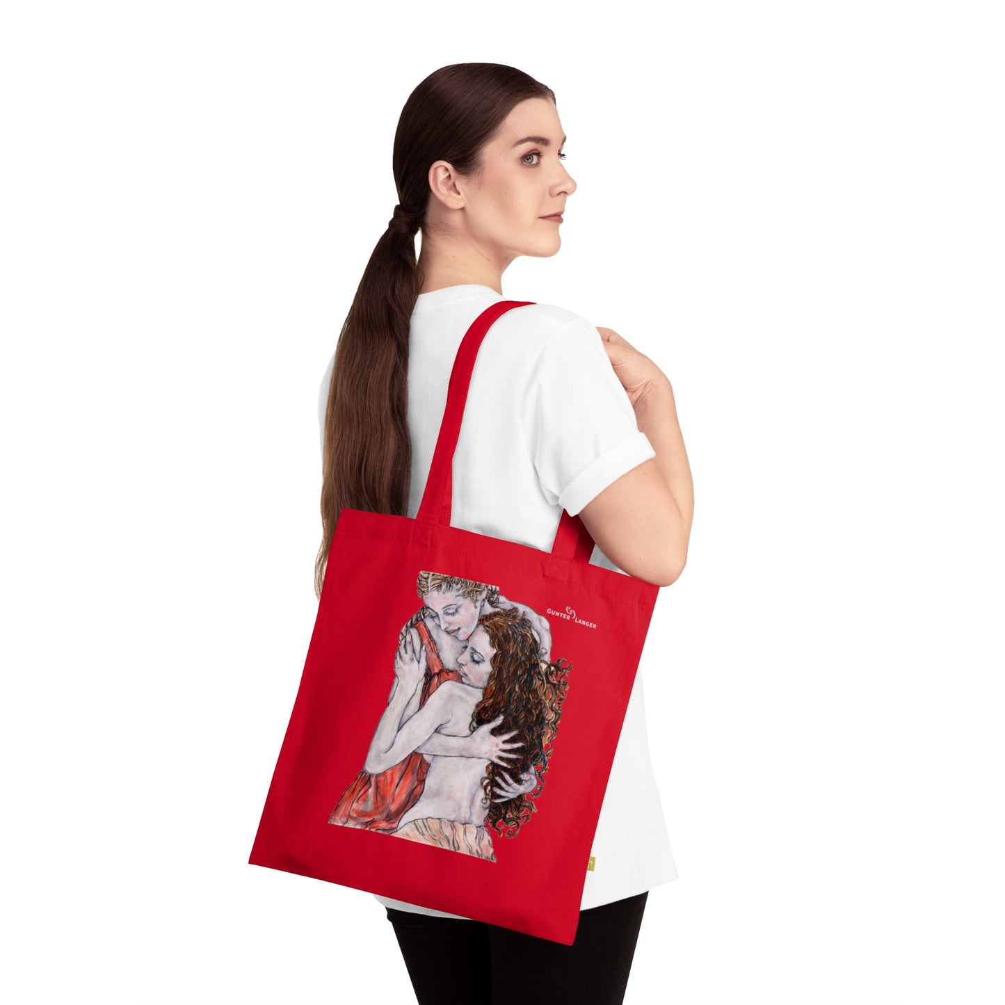 Organic Cotton Tote Bag - Motiv: Bei dir & Hanna, zweiseitig bedruckt, H30 cm