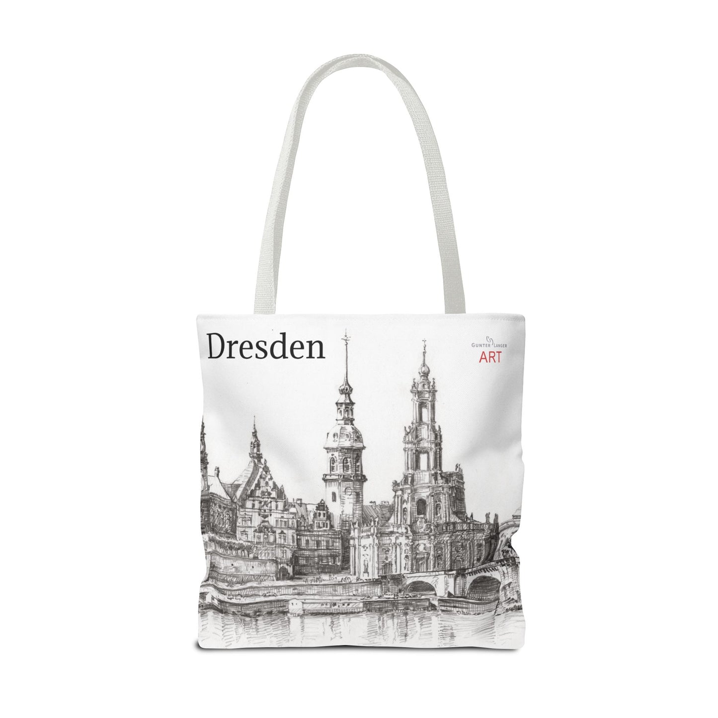 Tote Bag (AOP) - Motiv: Dresden -  Terrassenufer Hofkirche Schloß A01, Bleistift