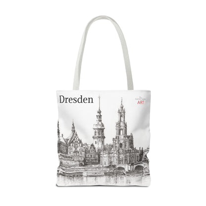Tote Bag (AOP) - Motiv: Dresden -  Terrassenufer Hofkirche Schloß A01, Bleistift