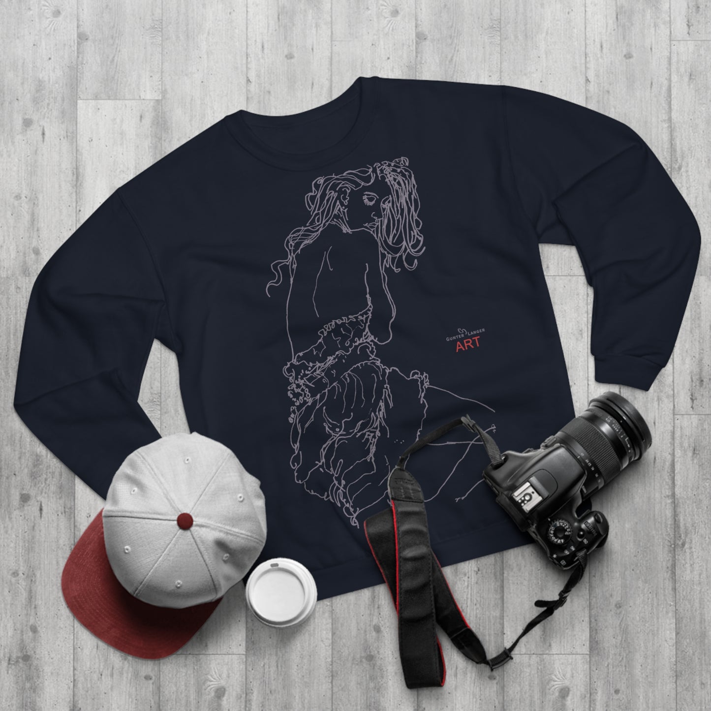 Unisex Sweatshirt - Motiv: Front Giselle H49 cm & Rückseite Giselle,  H49 cm (grau)