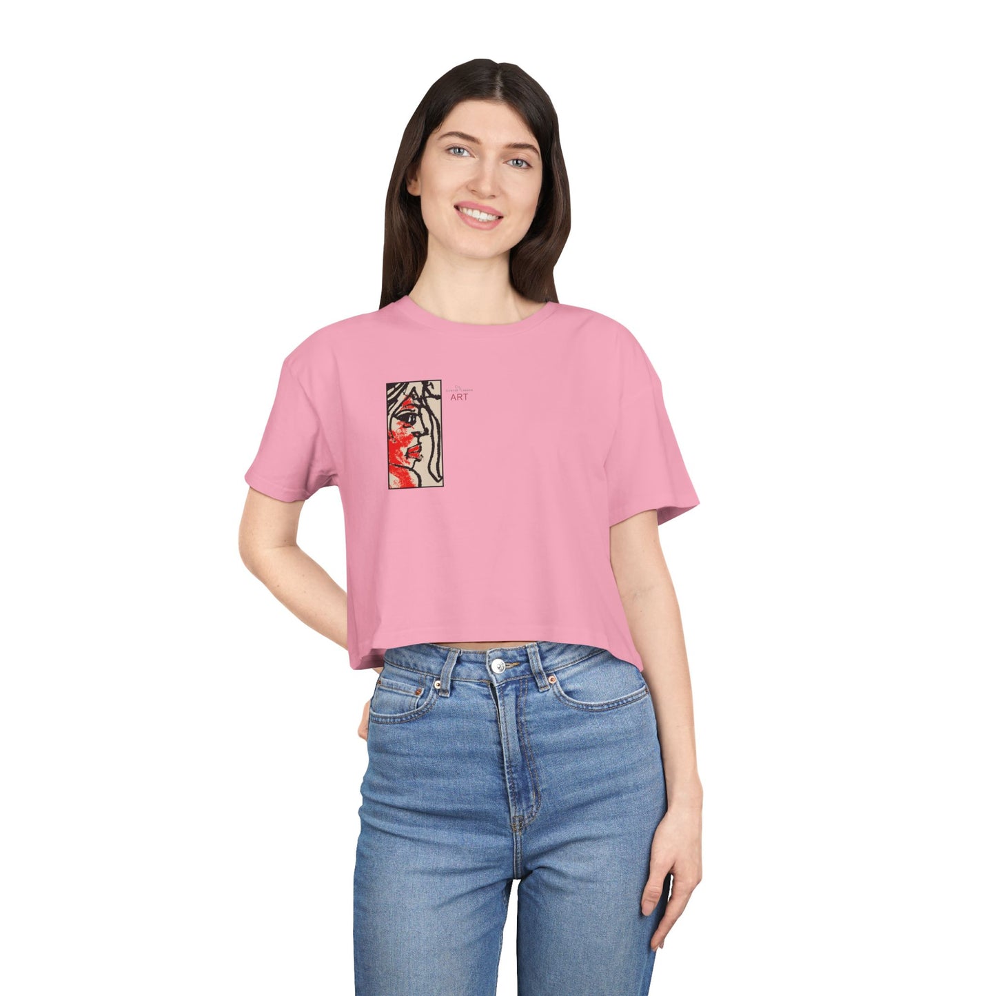 Women's Crop Tee  - Motiv: Front Ria (Ausschnitt H 13,5 cm), & Rückseite Ria, H 24,8 cm