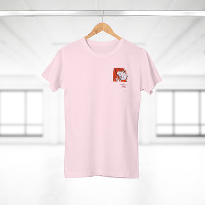 Single Jersey Women's T-shirt - hell - Motiv:  Front Julia, Ausschnitt 6,7 cm & Rückseite Julia, H 37 cm