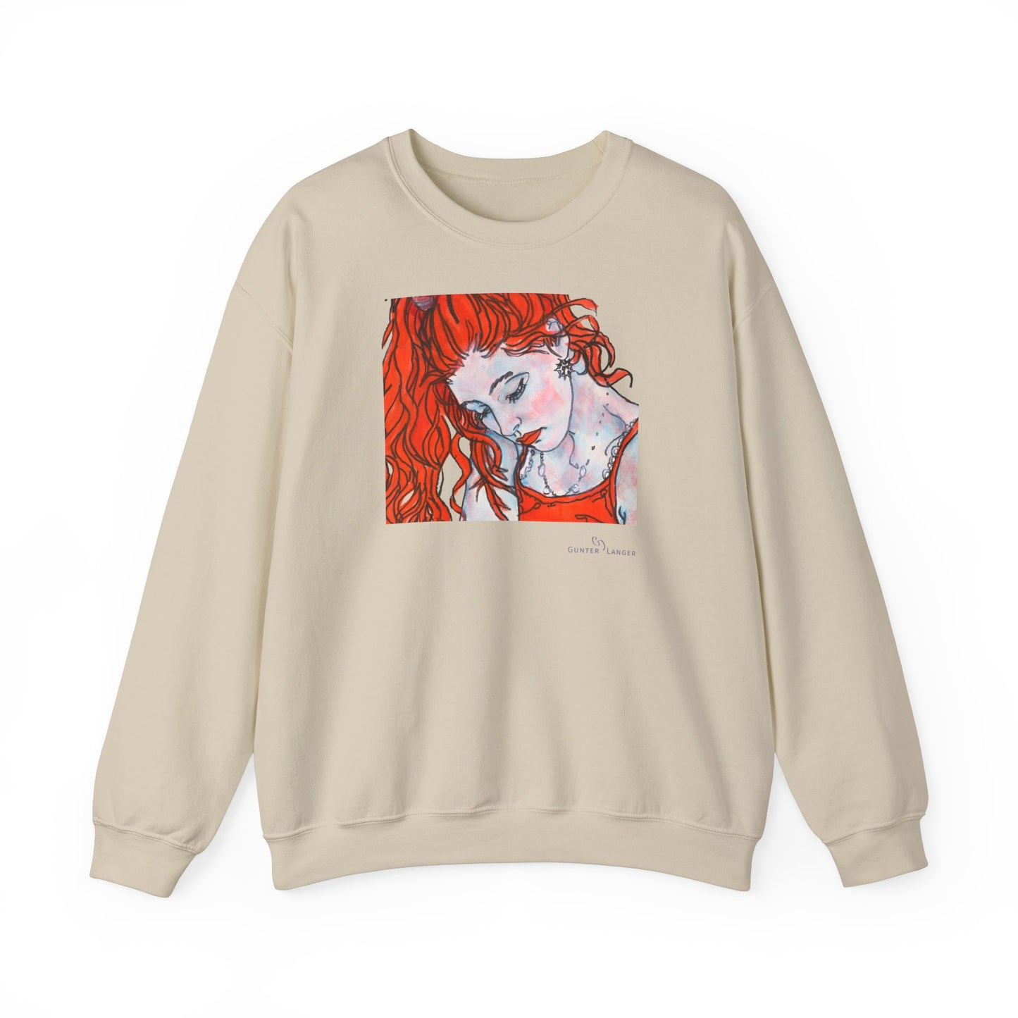 Unisex Heavy Blend™ Crewneck Sweatshirt - Motiv: Front Julia (Ausschnitt, 21,5 cm) & Rückseite Julia, H 43 cm