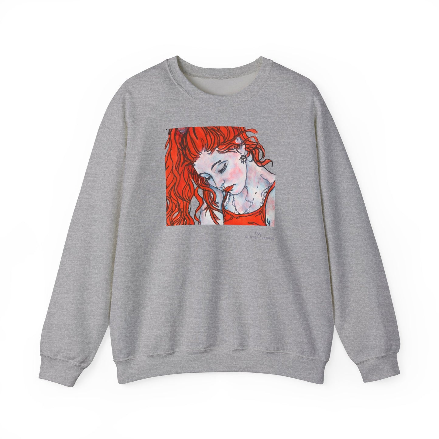 Unisex Heavy Blend™ Crewneck Sweatshirt - Motiv: Front Julia (Ausschnitt, 21,5 cm) & Rückseite Julia, H 43 cm