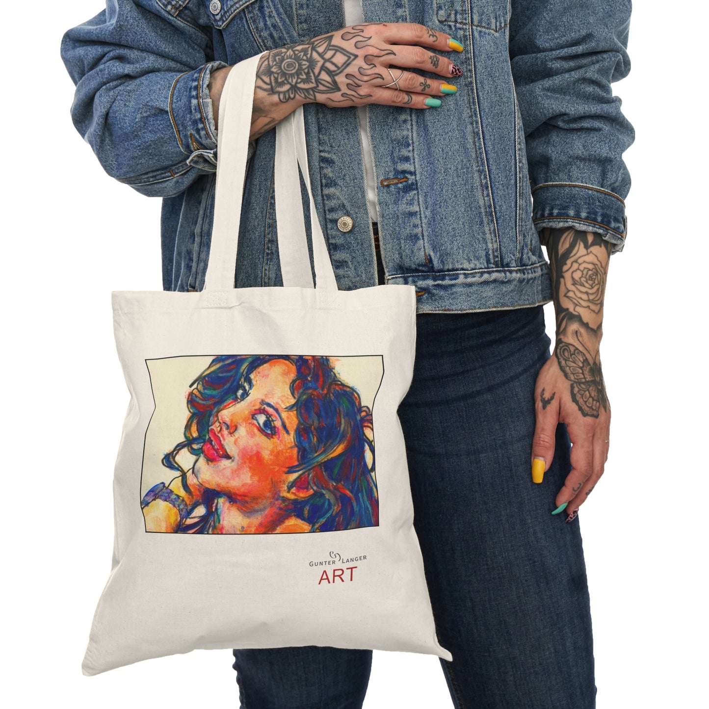 Natural Tote Bag  - Motiv: Marlen, einseitig bedruckt, H 17,7 cm