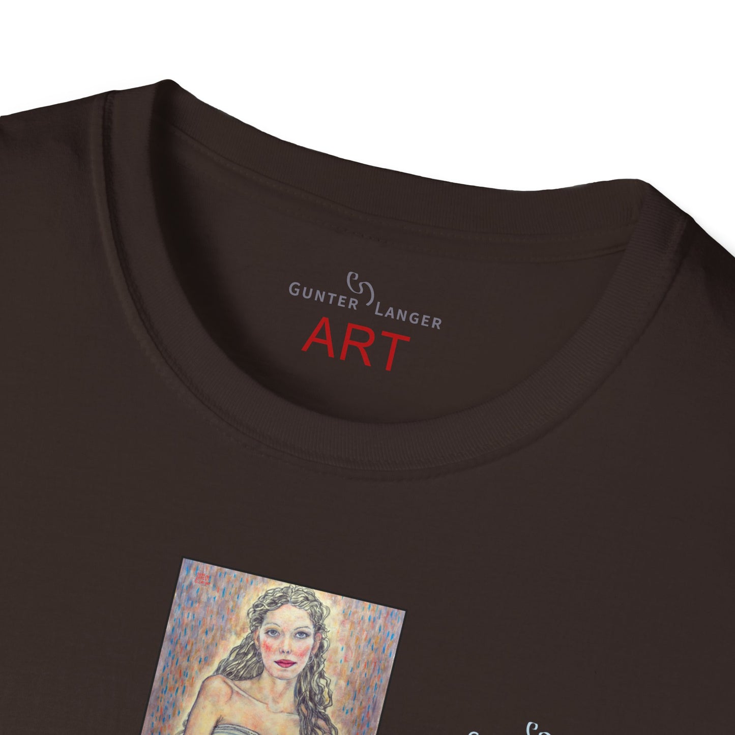 Unisex Softstyle T-Shirt - Motiv: Front Marie, H25 cm & Rückseite Marie, H 49 cm, Neck Label