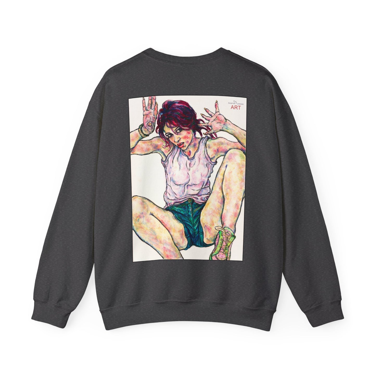 Unisex Heavy Blend™ Crewneck Sweatshirt - Motiv: Front Siegesgöttin, H12 cm (klein) & Rückseite Siegesgöttin, H43 cm