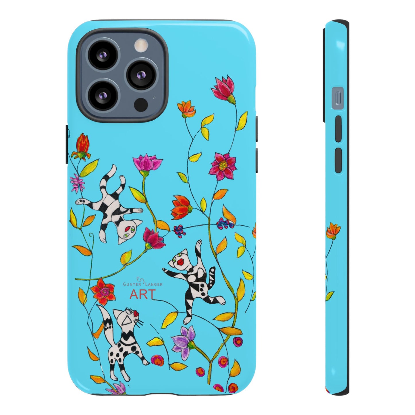 Tough Cases - iPhone - Motiv: Karierte Katzen, blau