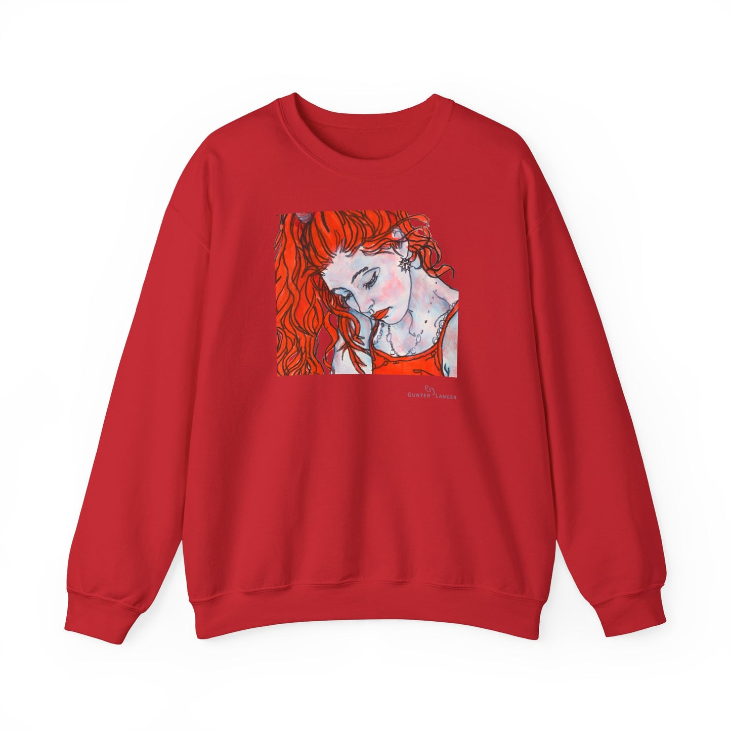 Unisex Heavy Blend™ Crewneck Sweatshirt - Motiv: Front Julia (Ausschnitt, 21,5 cm) & Rückseite Julia, H 43 cm