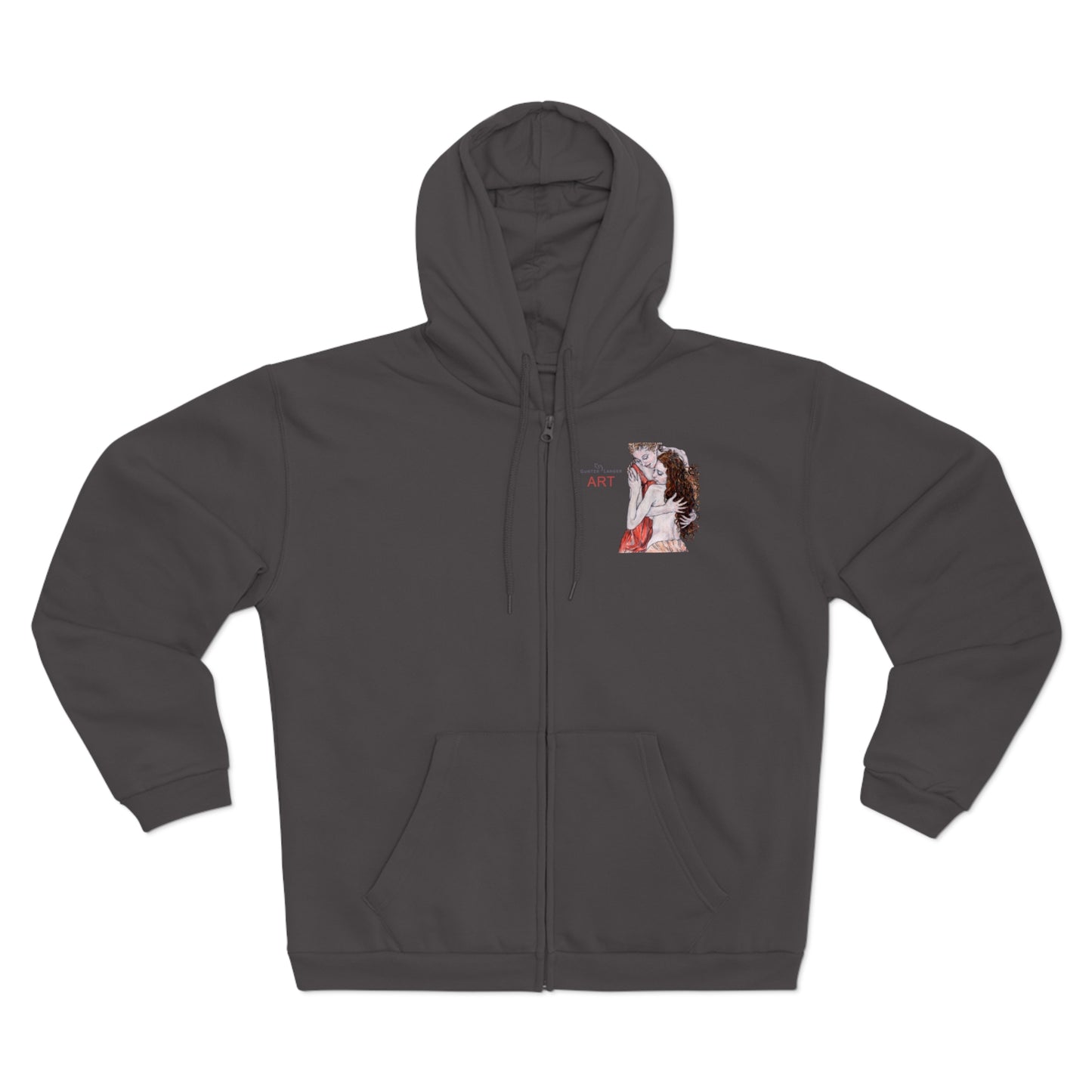 Unisex Hooded Zip Sweatshirt - Motiv: Front Bei dir, H 11 cm & Rückseite Bei dir, H 49 cm