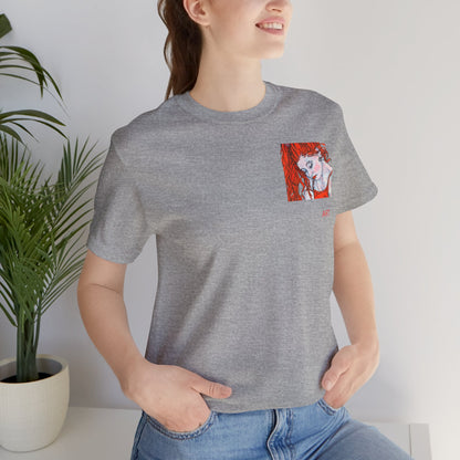 Unisex Jersey Short Sleeve Tee - Motiv: Front Julia (Ausschnitt) & Rückseite Julia, H 49 cm