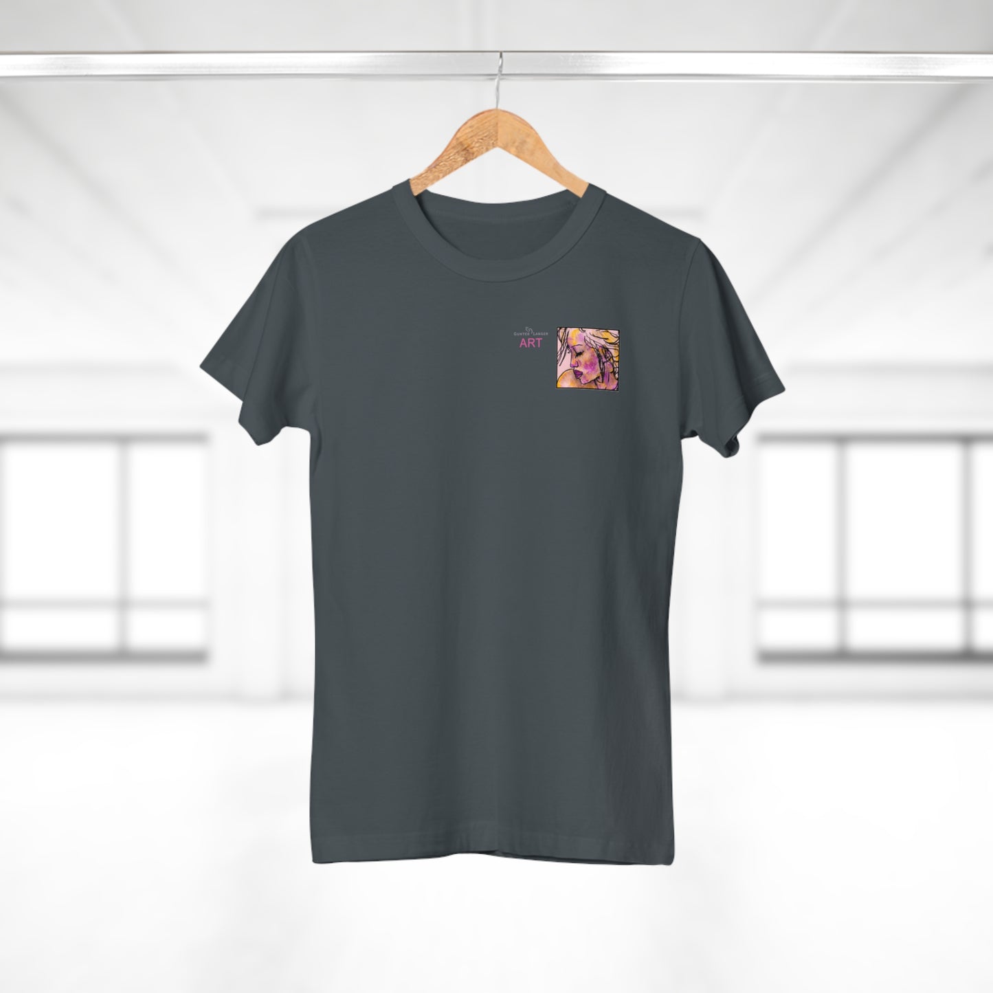 Single Jersey Women's T-shirt- dunkel - Motiv: Lilli, Ausschnitt, H 6,5 cm