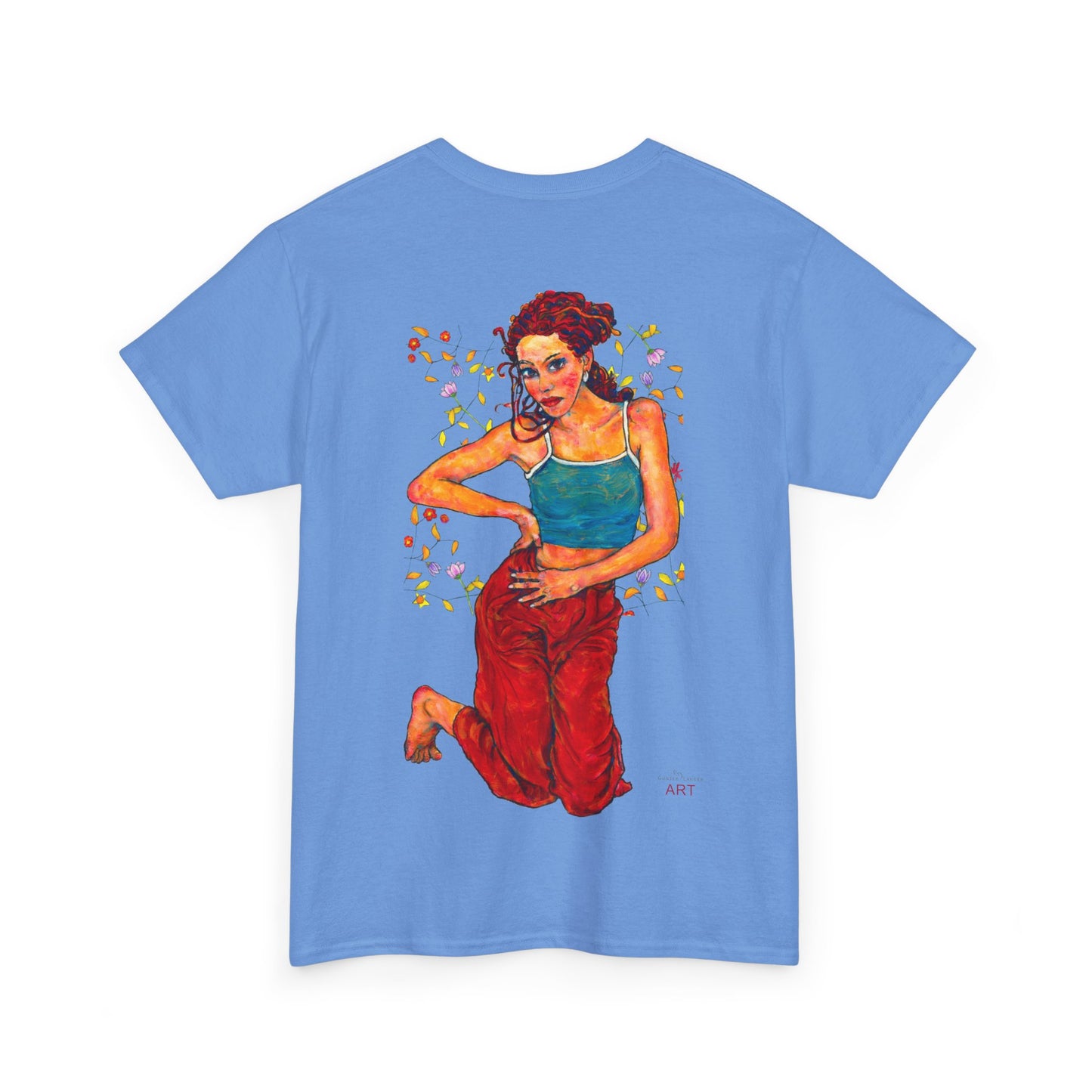 Unisex Heavy Cotton Tee - Motiv: Front, Lea, Ranken, H 13cm & Rückseite, Lea, Ranken, H 40,45 cm, Neck Label