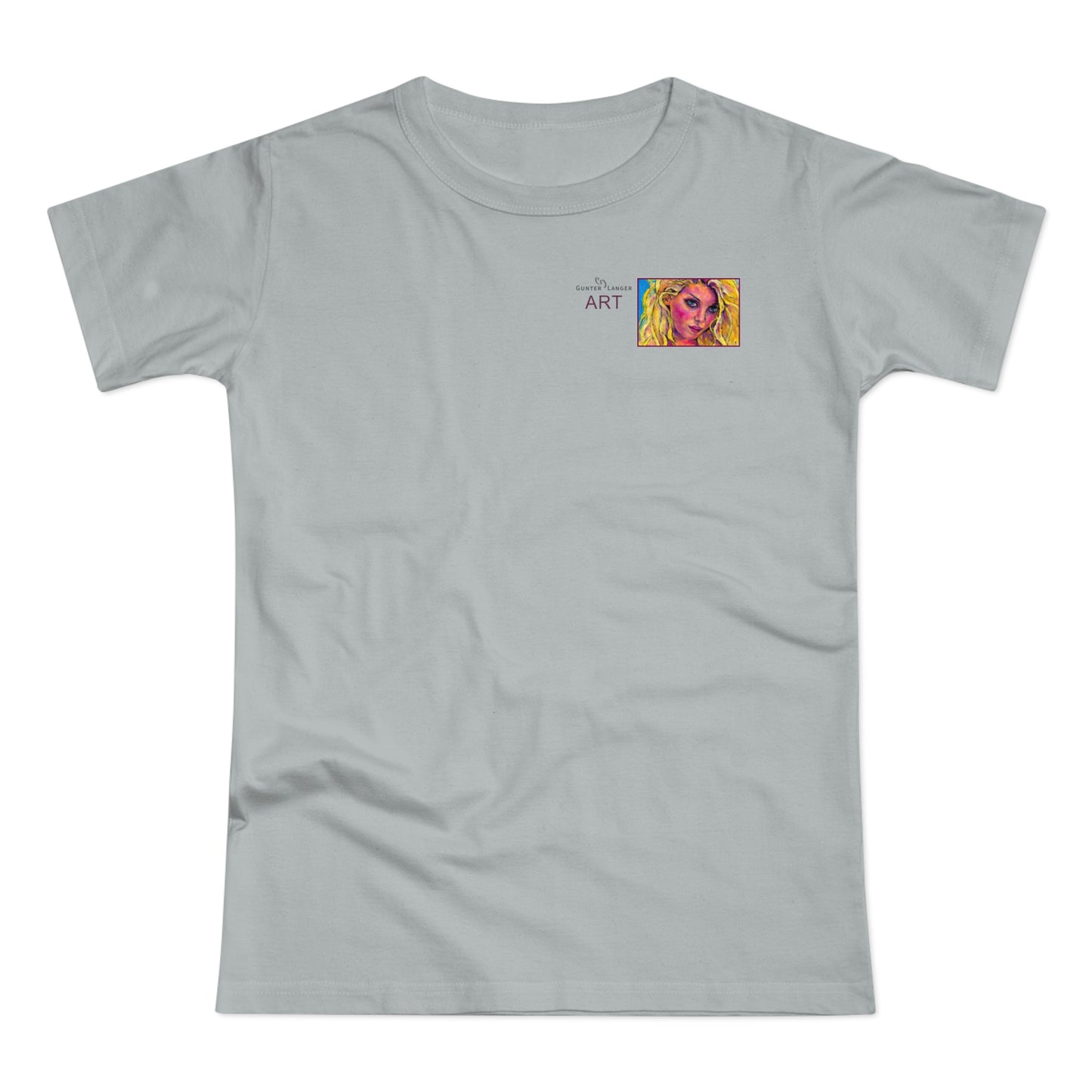 Single Jersey Women's T-shirt - hell - Motiv: Maria, Ausschnitt, H 5 cm