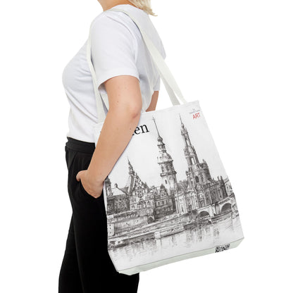Tote Bag (AOP) - Motiv: Dresden -  Terrassenufer Hofkirche Schloß A01, Bleistift