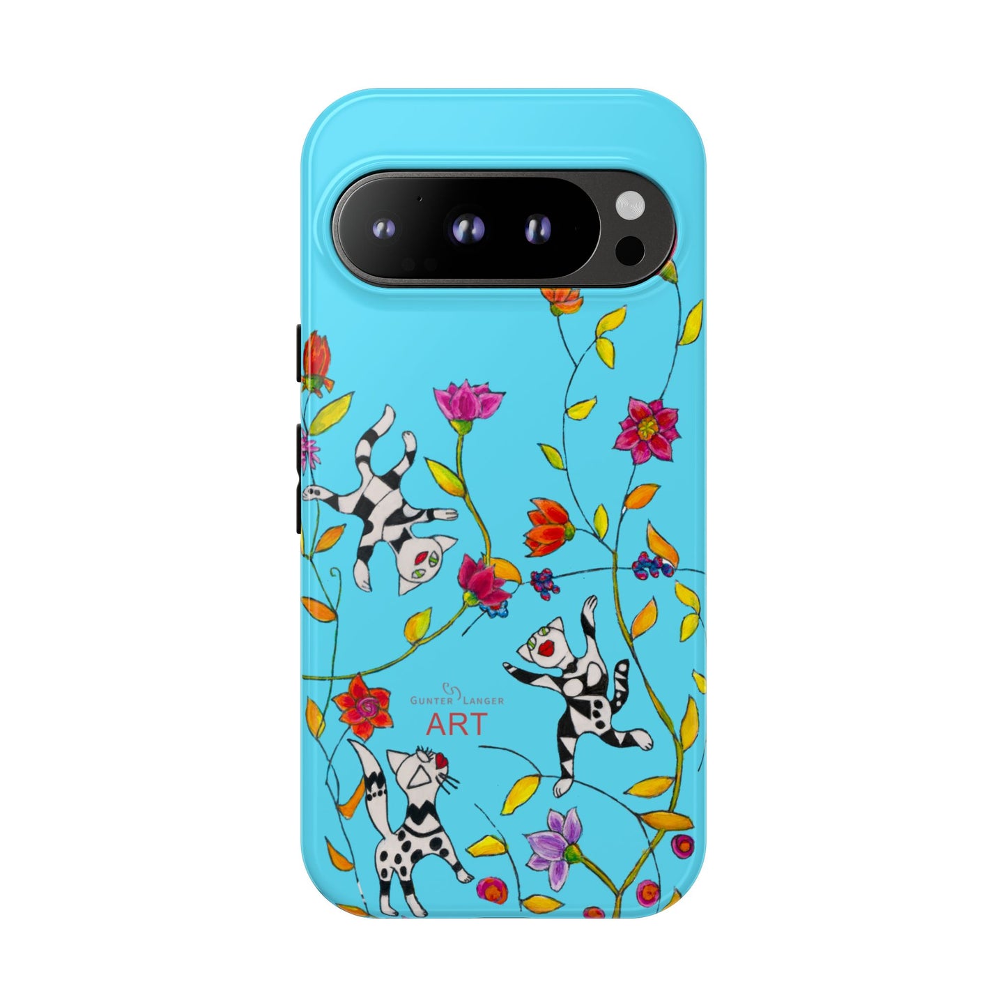 Tough Cases - Google Pixel - Samsung Galaxy - Motiv: Karierte Katzen, blau