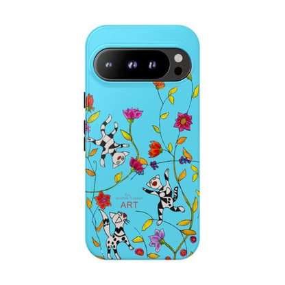 Tough Cases - Google Pixel - Samsung Galaxy - Motiv: Karierte Katzen, blau