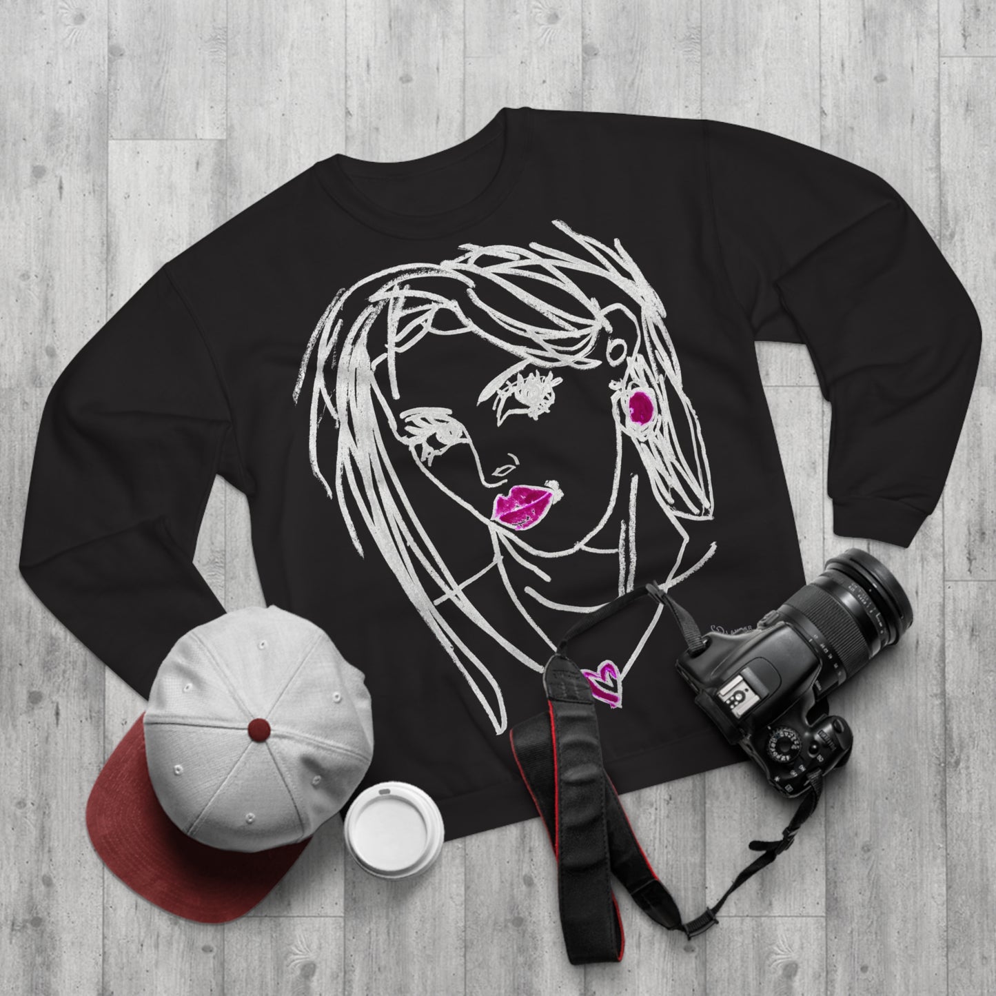 Unisex Crew Neck Sweatshirt (EU) - Motiv: Front Raja, H 49 cm & Rückseite Raja, H 49 cm (weiß)