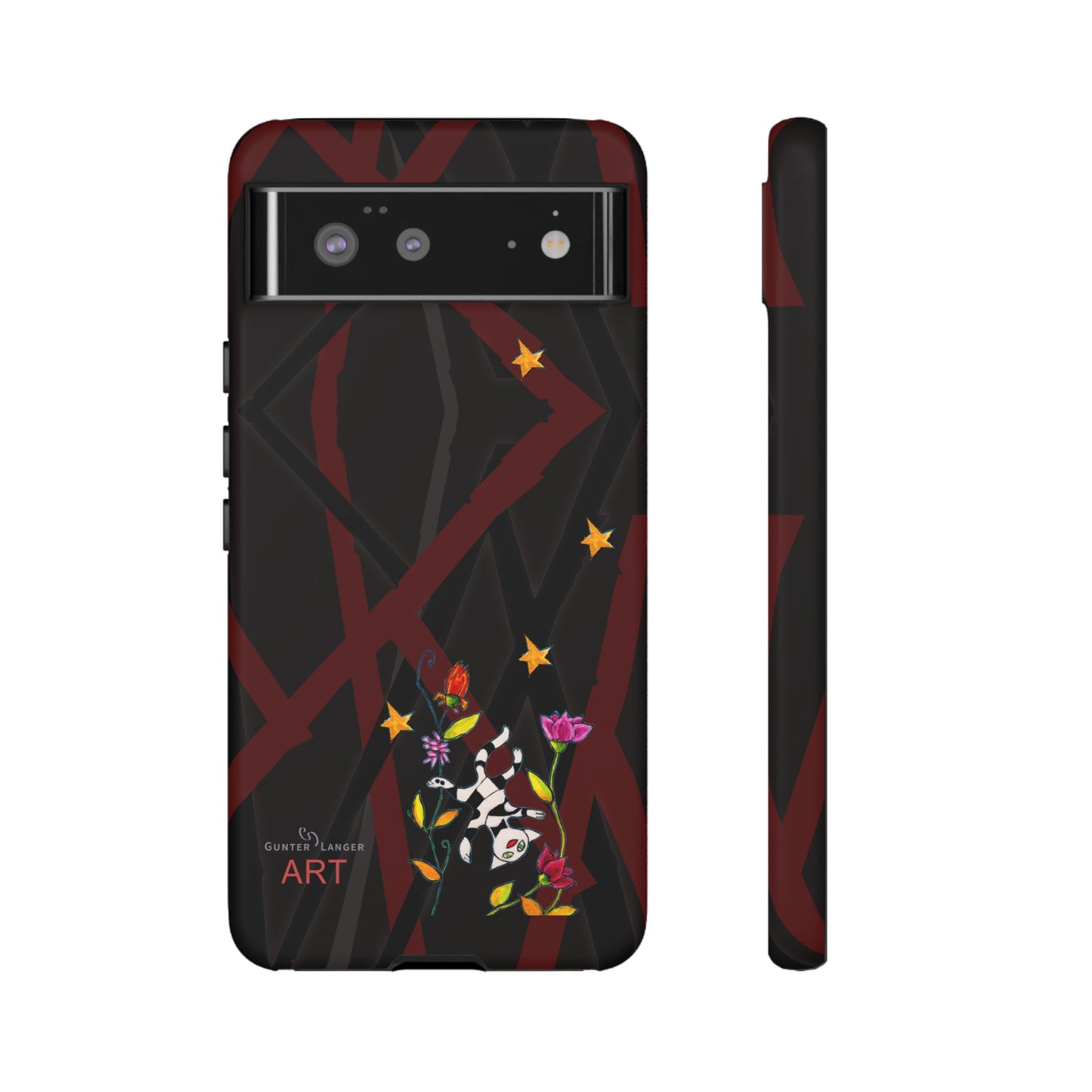 Tough Cases - Google Pixel - Samsung Galaxy - Motiv: Katze schwebt und Ranken, H 5,26 cm, Mikado3