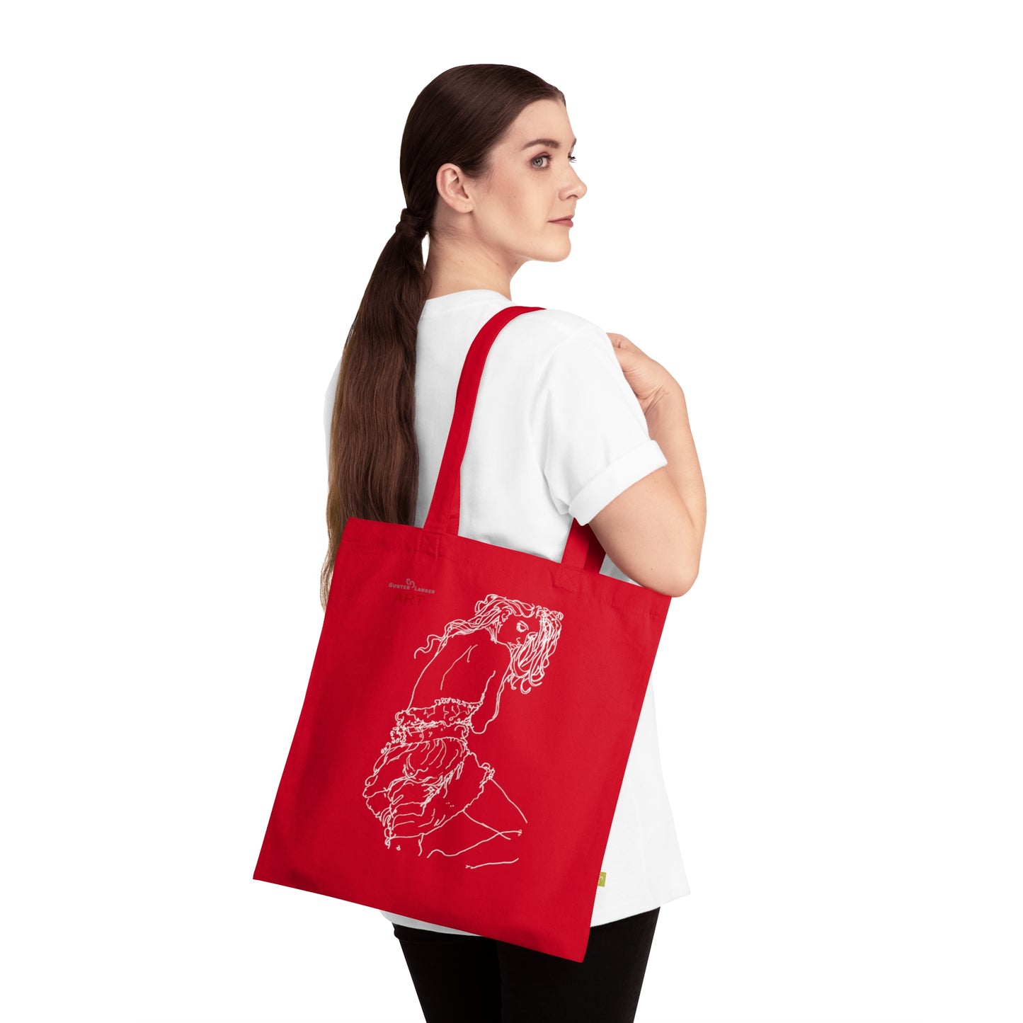 Organic Cotton Tote Bag - Motiv :Giselle (weiß), einseitig bedruckt, H 30 cm