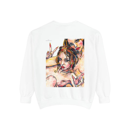 Unisex Garment-Dyed Sweatshirt - Motiv: Rückseite Camilla / Leni