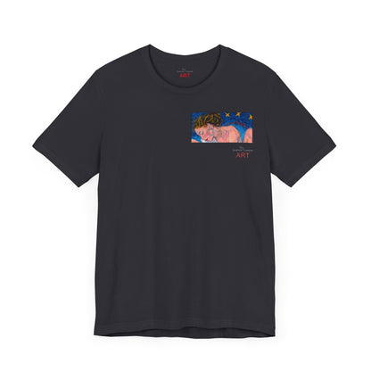 Unisex Jersey Short Sleeve Tee - Motiv: Front Alva (Ausschnitt H 7,8 cm) & Rückseite Alva, H 41 cm, Neck Label