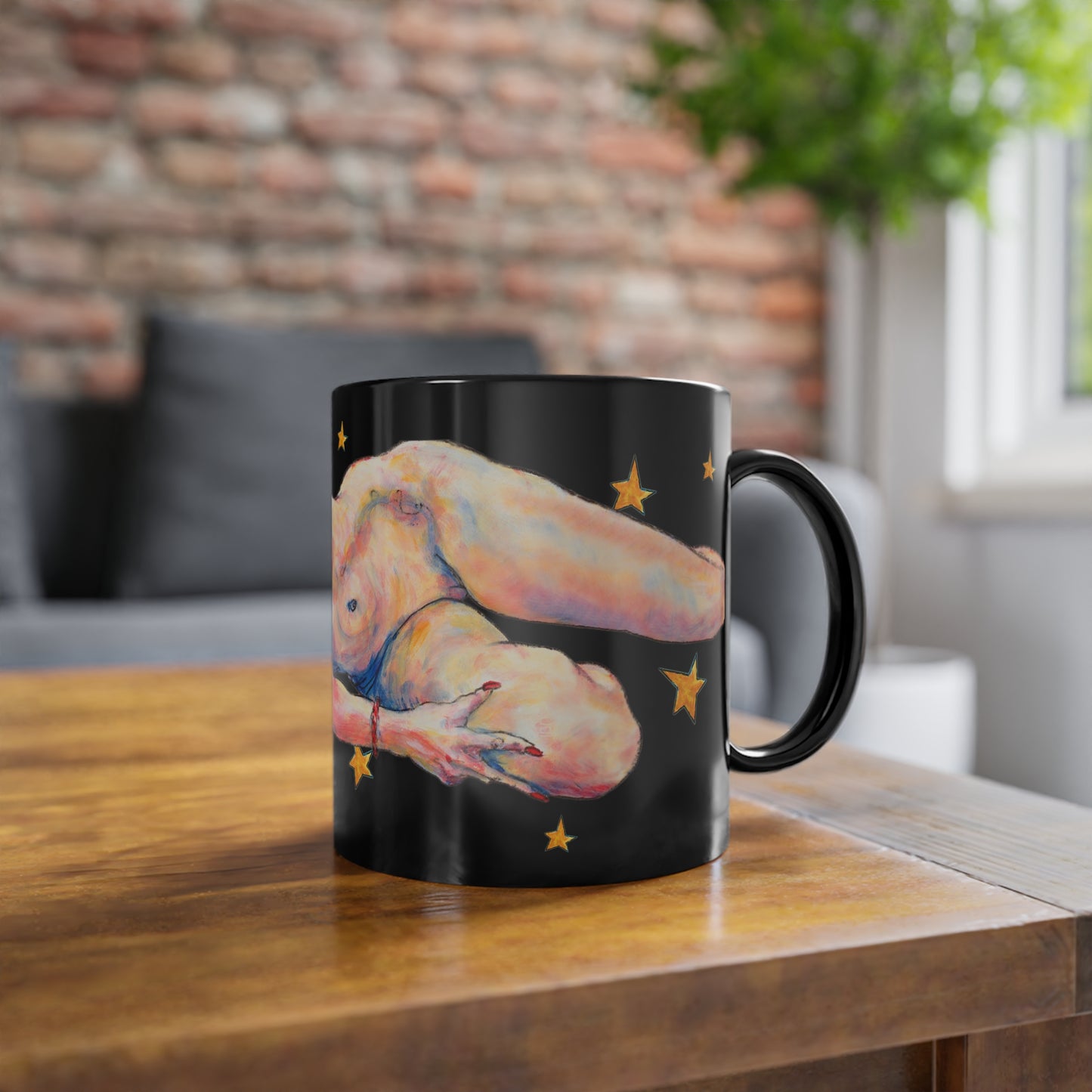 Black Coffee Cup, 11oz - Motiv: Annette, Sterne