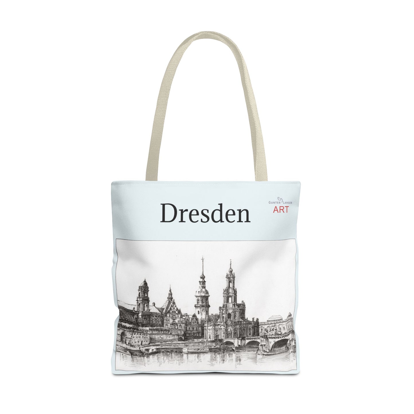 Tote Bag (AOP) - Motiv: Dresden -  Terrassenufer, Hofkirche, Schloß, Bleistift