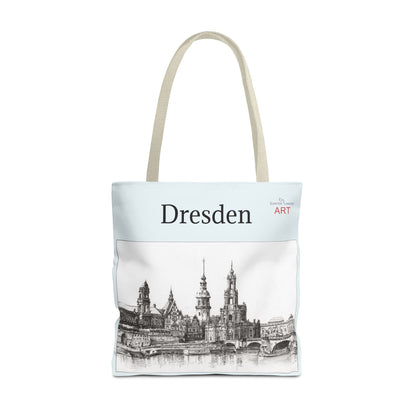 Tote Bag (AOP) - Motiv: Dresden -  Terrassenufer, Hofkirche, Schloß, Bleistift