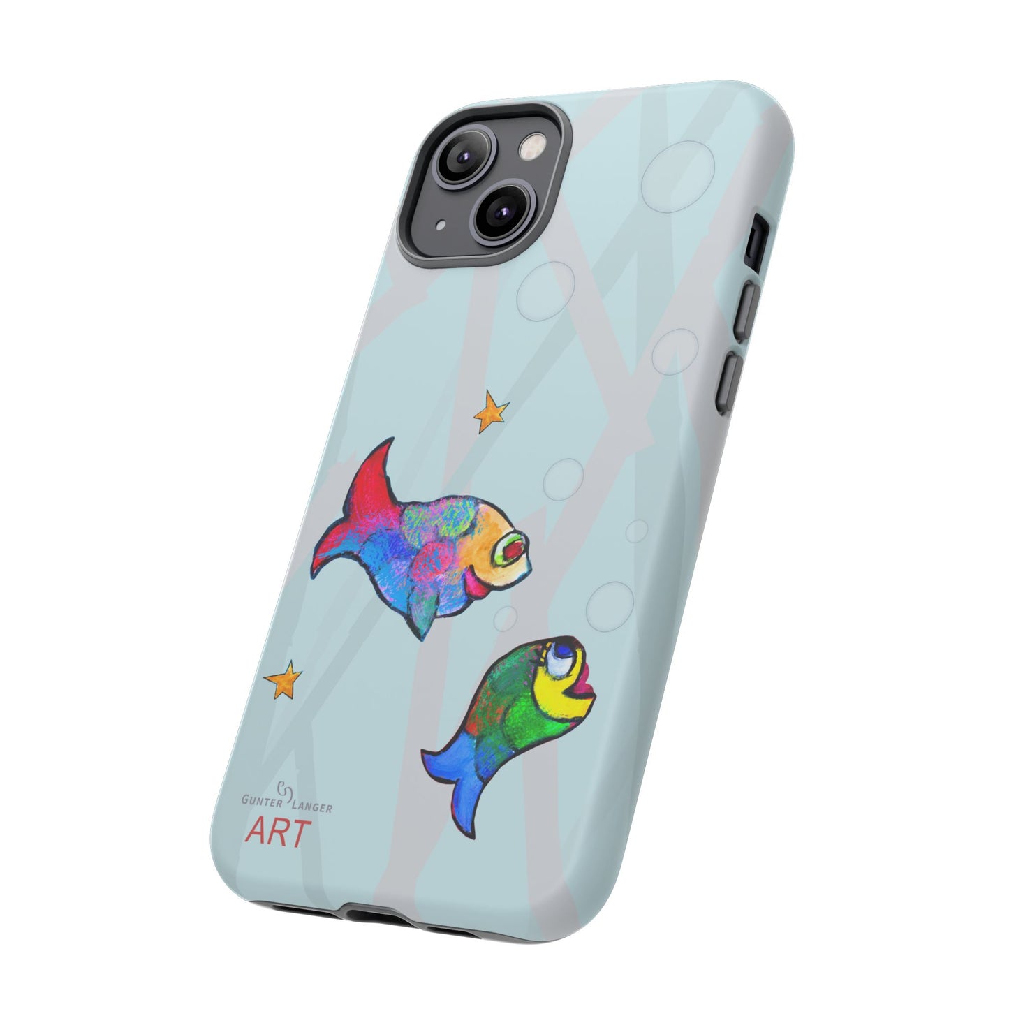 Tough Cases - iPhone - Motiv: "Fische", Mikado blau