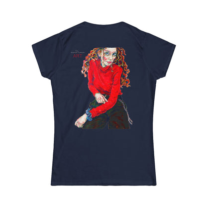 Women's Softstyle Tee - Motiv: Front Franciska H 20 cm & Rückseite Franciska H34,5 cm
