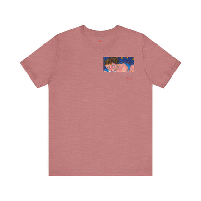 Unisex Jersey Short Sleeve Tee - Motiv: Front Alva (Ausschnitt H 7,8 cm) & Rückseite Alva, H 41 cm, Neck Label