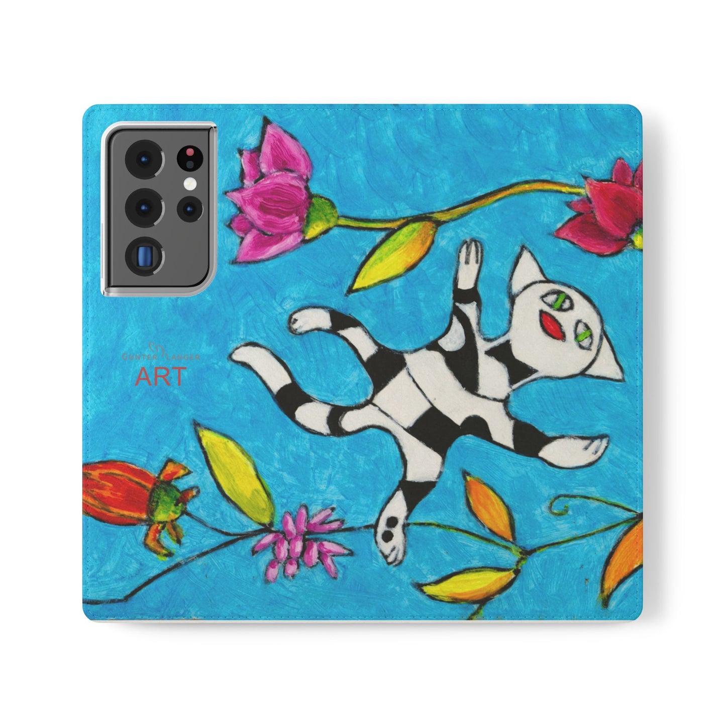 Flip Cases - Motiv: Gescheckte Katze schwebt