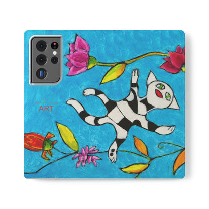 Flip Cases - Motiv: Gescheckte Katze schwebt