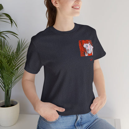 Unisex Jersey Short Sleeve Tee - Motiv: Front Julia (Ausschnitt) & Rückseite Julia, H 49 cm