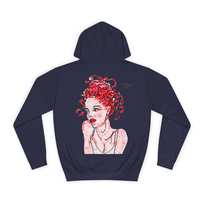 Unisex College Hoodie -  Motiv: Front Mila H 10,5 cm (Ausschnitt) & Rückseite Mila H 49 cm