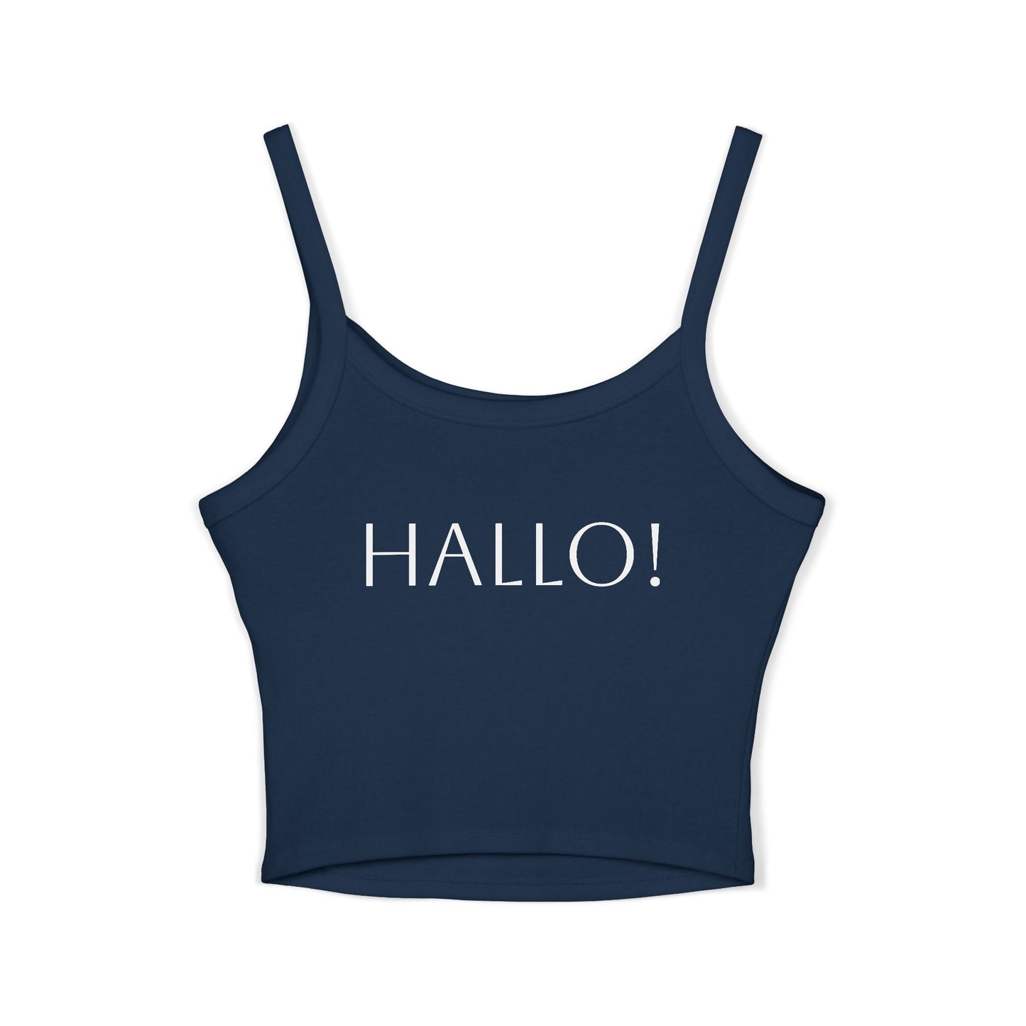 Women's Spaghetti Strap Tank Top - Motiv: Front Carla & Rückseite Schrift  Hallo!