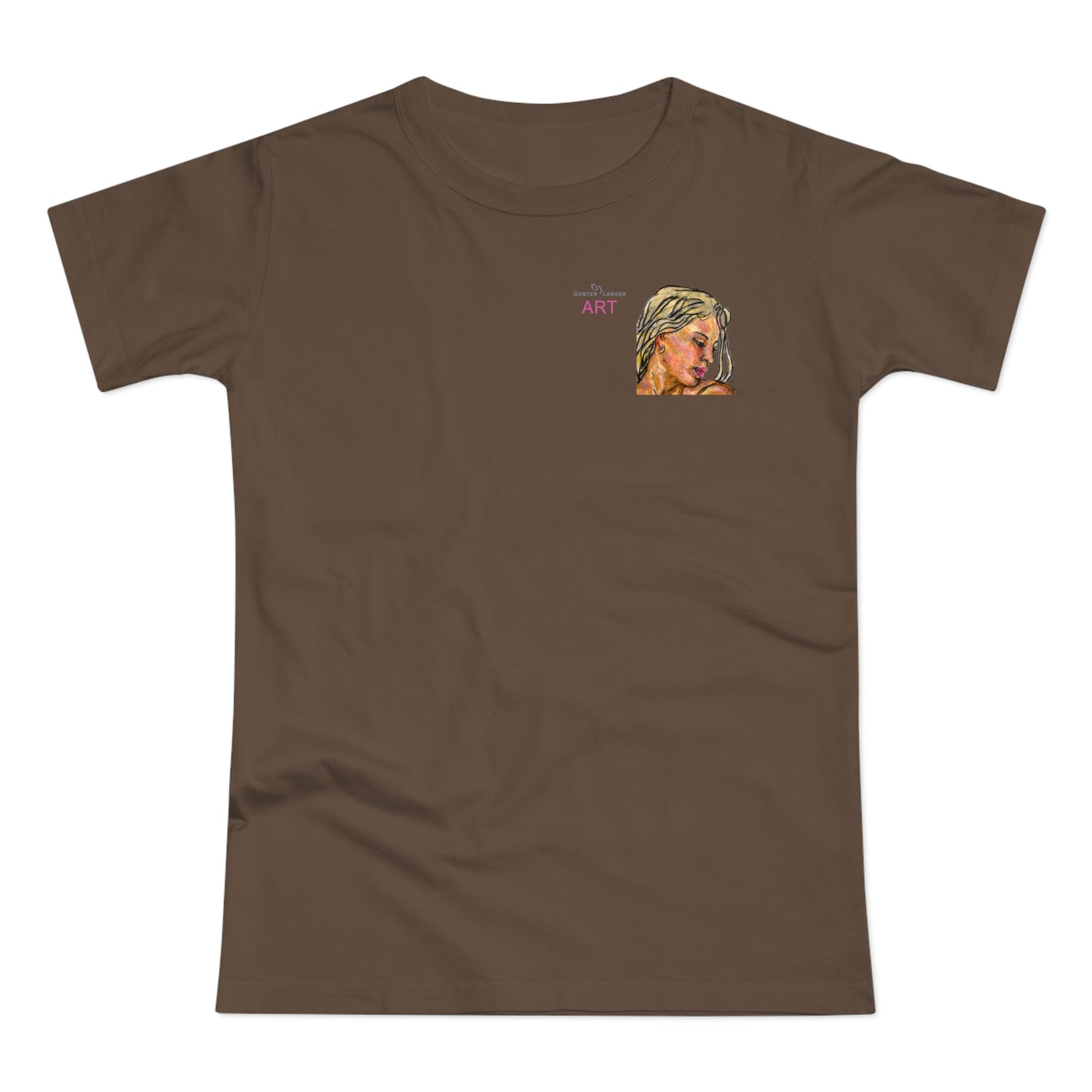 Single Jersey Women's T-shirt- dunkel - Motiv: Erna, Ausschnitt, H 8 cm