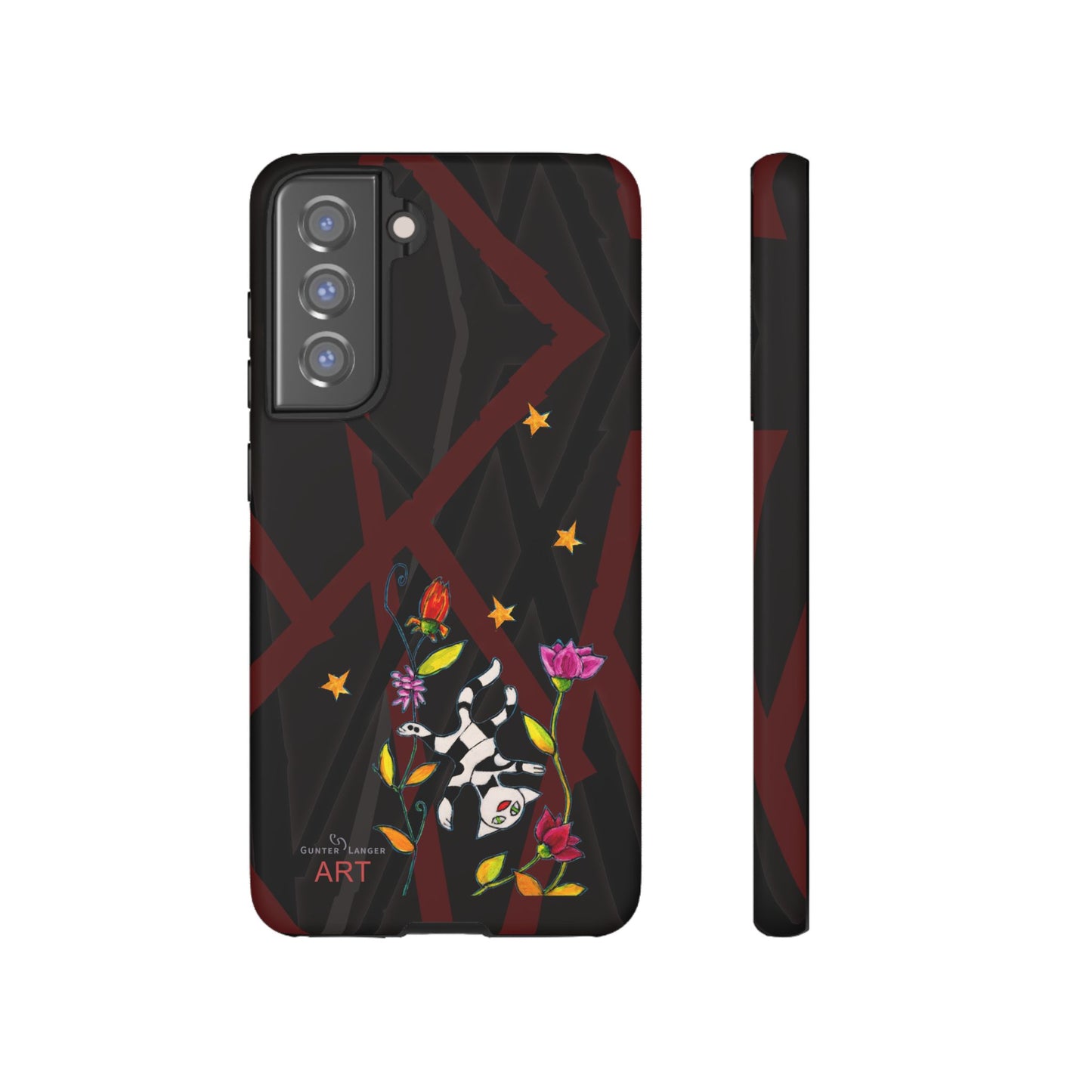 Tough Cases - Google Pixel - Samsung Galaxy - Motiv: Katze schwebt und Ranken, H 7,73 cm, Mikado3