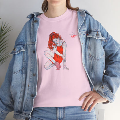 Unisex Heavy Cotton Tee - Motiv:  Front Julia, H25 cm & Rückseite Julia, H 49 cm