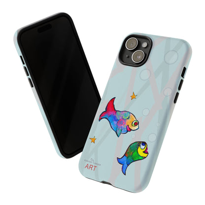Tough Cases - iPhone - Motiv: "Fische", Mikado blau