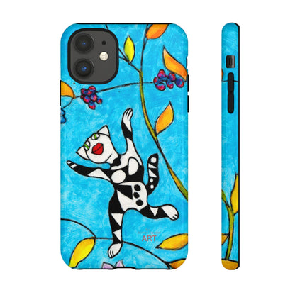 Tough Cases - iPhone - Motiv: Karierte Katze hüpft