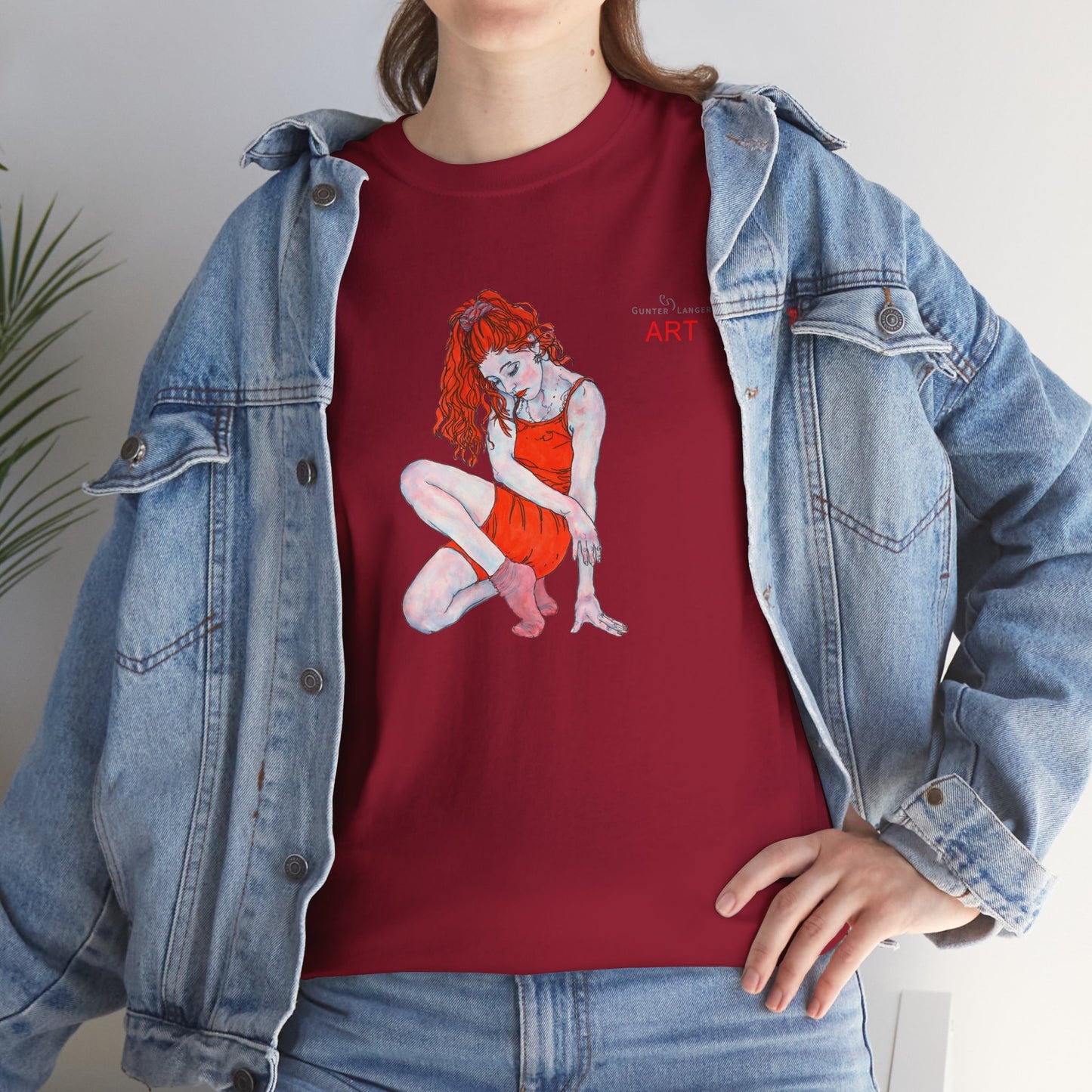Unisex Heavy Cotton Tee - Motiv:  Front Julia, H25 cm & Rückseite Julia, H 49 cm