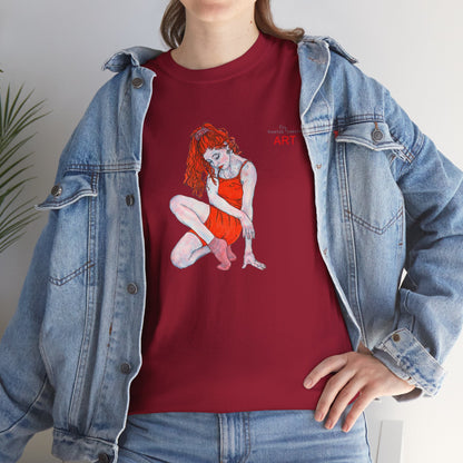 Unisex Heavy Cotton Tee - Motiv:  Front Julia, H25 cm & Rückseite Julia, H 49 cm
