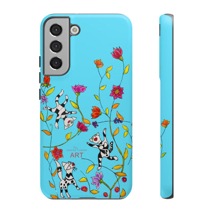 Tough Cases - Google Pixel - Samsung Galaxy - Motiv: Karierte Katzen, blau