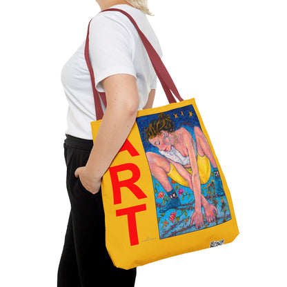 Tote Bag (AOP) - Motiv: Alva & Siegesgöttin, Gelb, Rot