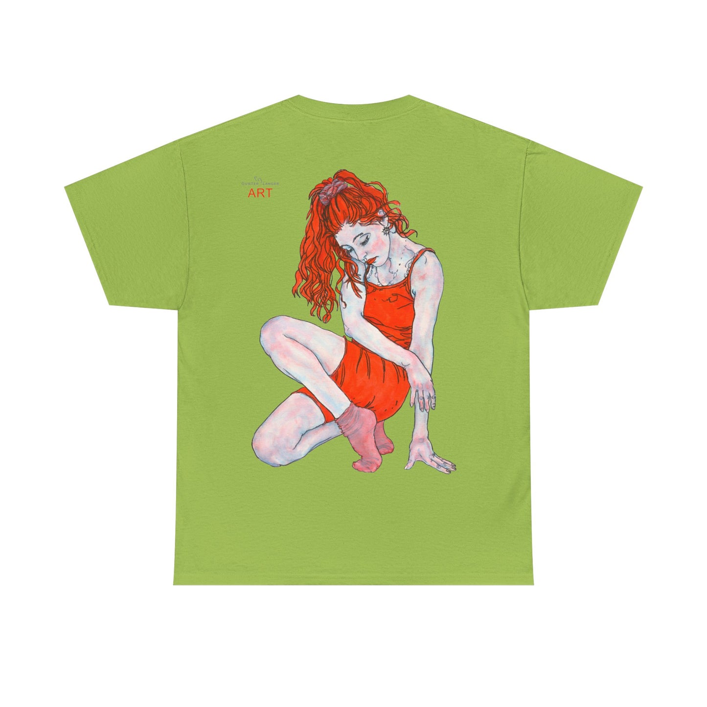 Unisex Heavy Cotton Tee - Motiv:  Front Julia, H25 cm & Rückseite Julia, H 49 cm