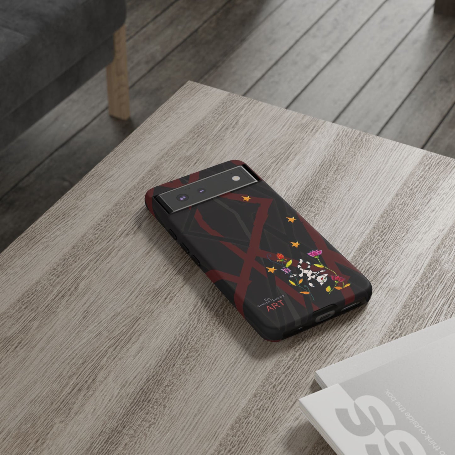 Tough Cases - Google Pixel - Samsung Galaxy - Motiv: Katze schwebt und Ranken, H 5,26 cm, Mikado3