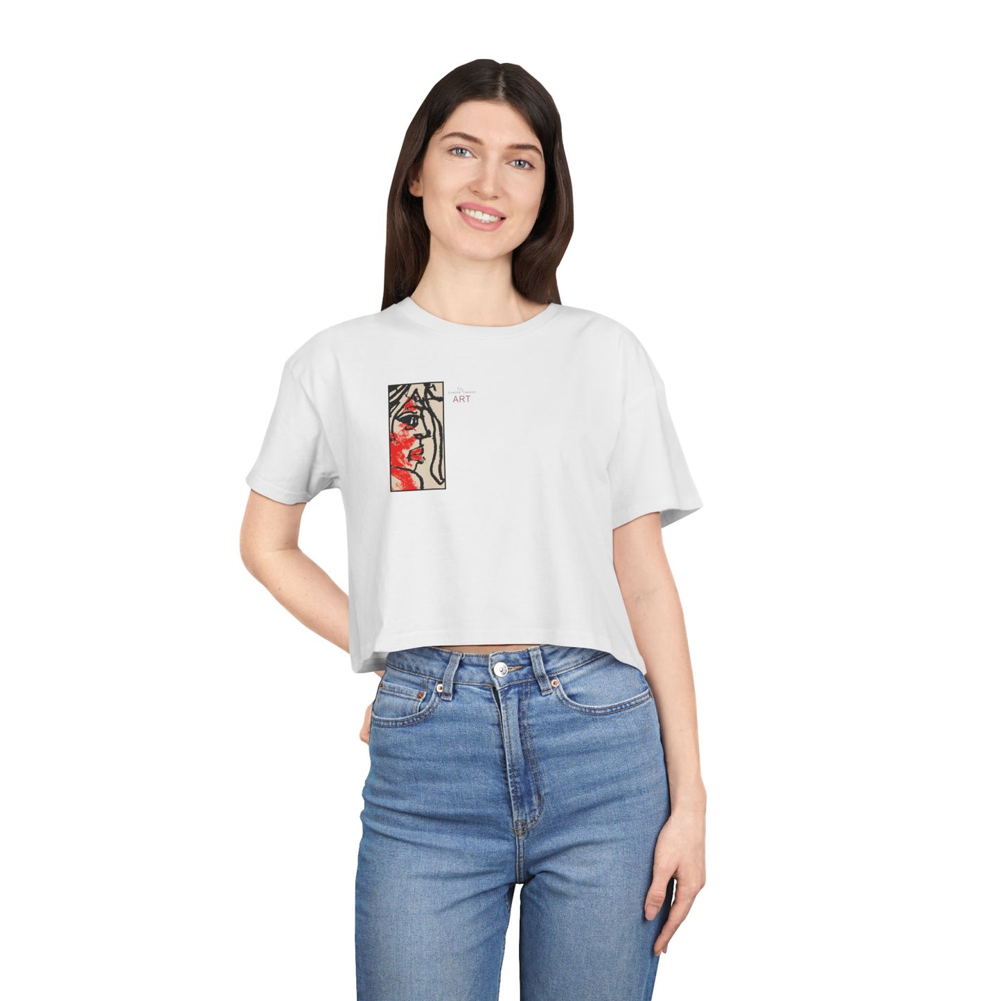 Women's Crop Tee  - Motiv: Front Ria (Ausschnitt H 13,5 cm), & Rückseite Ria, H 24,8 cm