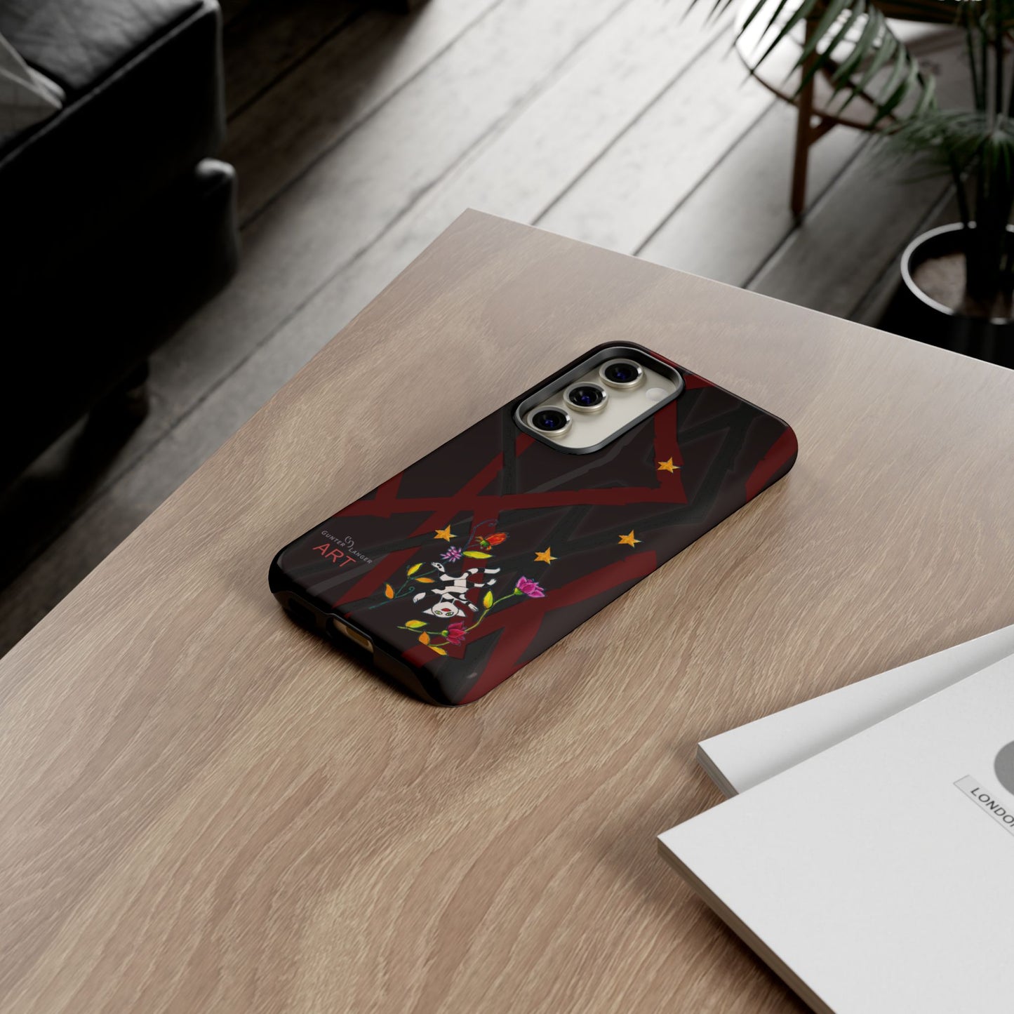 Tough Cases - Google Pixel - Samsung Galaxy - Motiv: Katze schwebt und Ranken, H 5,26 cm, Mikado3